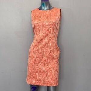 Calvin Klein Pink Leaf Pattern Midi Dress